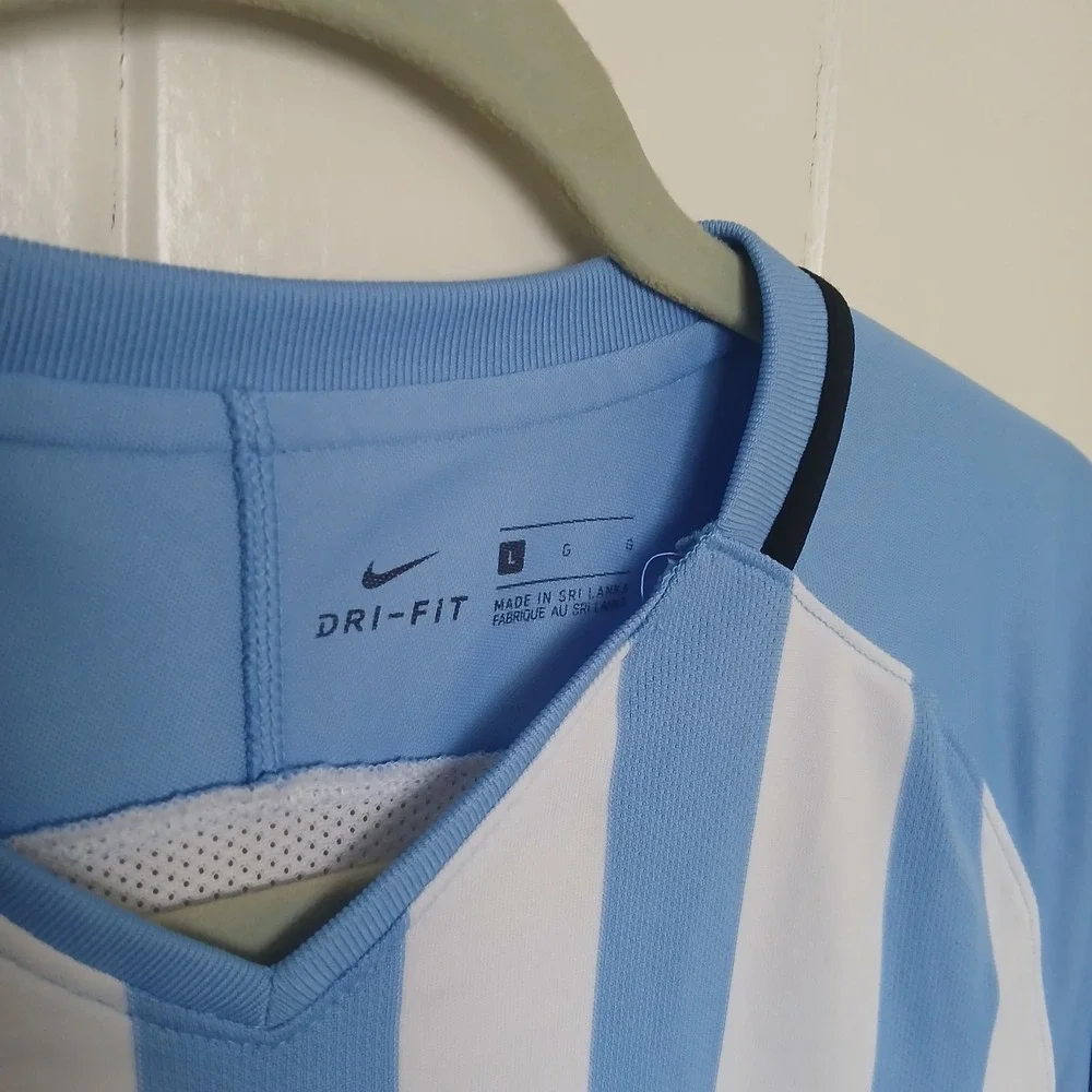 Nike Jersey Soccer Futbol Men's Large V-Neck Argentina Blue‎ White Stripe 894096